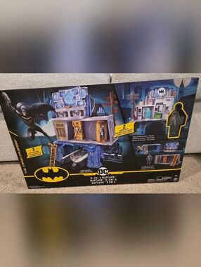 New In Box. DC 3 In 1 Batcave Playset with Black and Yellow Accents